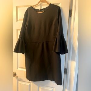 Anne Taylor size 16.  Black Shift dress with tulip sleeves.  Polyester Spandex.